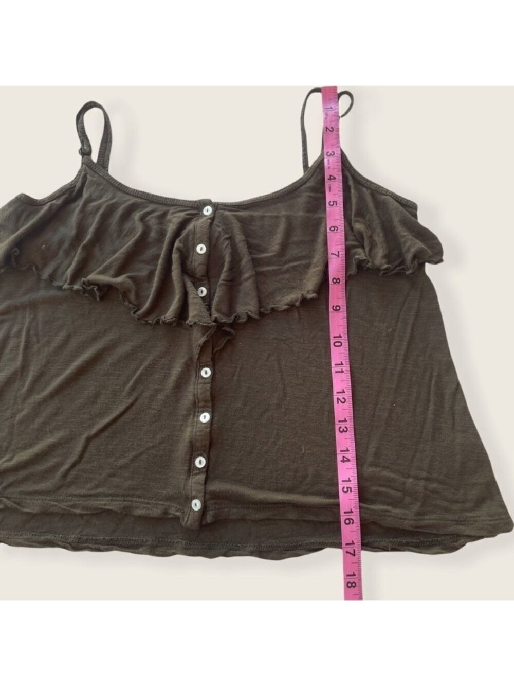 Aeropostale Green Button Front Ruffle Tank - Picture 3 of 5